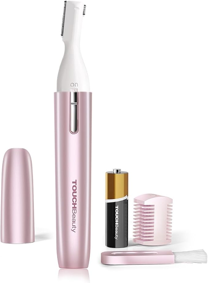 TOUCHBeauty Eyebrow Trimmers – TOUCHBeauty Eyebrow Hair Trimmer for Women, Painless Precision Eyebrow Shaper, Pen-Shaped Hair Remover Razor for Face Chin Neck, Upper-Lip, Peach-Fuzz Mini Sized Battery-Operated Rose Color 1658A