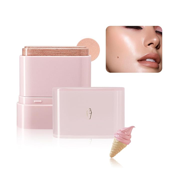 Tiejdhr Blush – Multi-Purpose Makeup Hydrating Cream Blush Stick, Beauty Solid Moisturizer Stick For Cheek & Eyes & Lips,Waterproof Natural Moisture Smooth Blendable Matte Finish Face Blush Makeup (#03 Lce Cream)