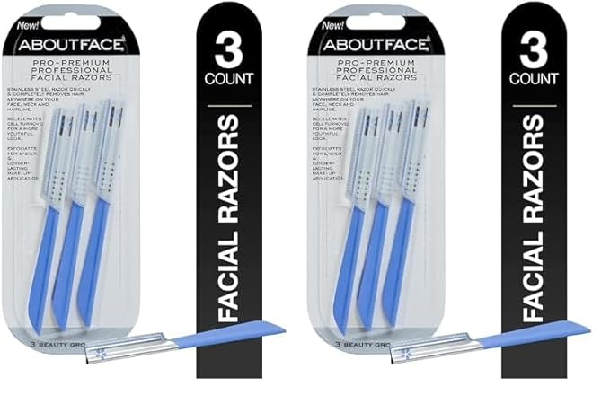 About+Face Disposable Razors – About Face Pro-Premium Facial Razors - 3 Beauty Groomers for Hair Removal, Ideal for Shaving, Exfoliating, Dermaplaning and Brow Shaping, Japanese Stainless Steel Gently Removes Facial Hair