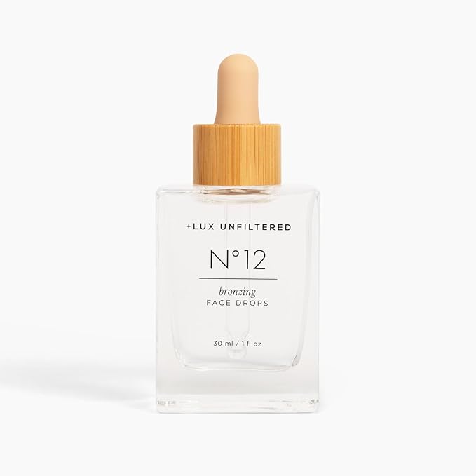 '+ Lux Unfiltered N°12 Bronzing Face Drops in Fragrance Free, Self Tanning Face Drops, Hyaluronic Acid, Vitamin E, Passionfruit Oil, Gluten Free, Cruelty Free + Vegan Free Self Tanner