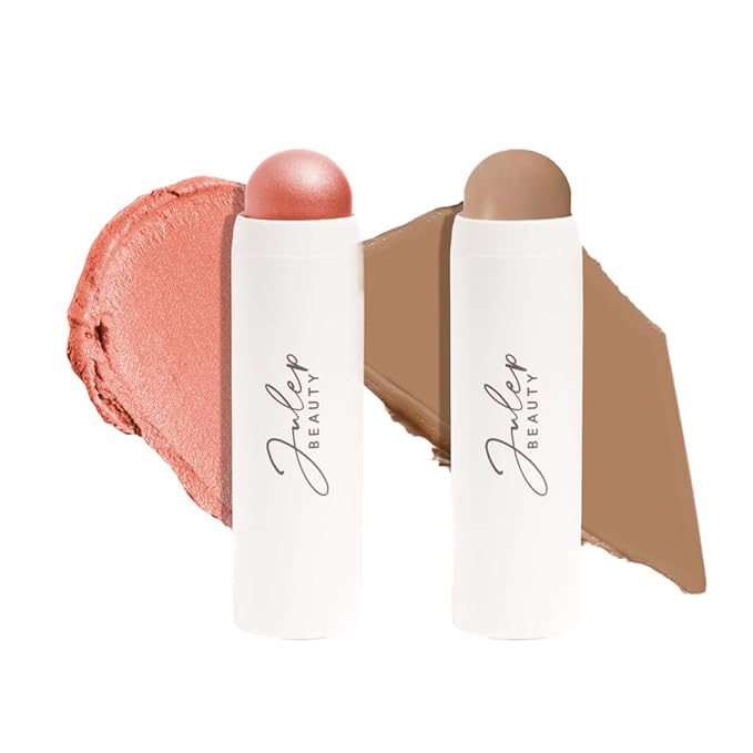 JulepBeauty Blush – Skip The Brush Contour Duo - Cream to Powder Multi-Purpose Makeup Sticks - Pigmented, Buildable Color- Rose Gold + Cool Taupe