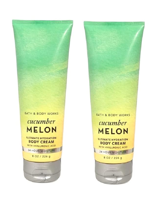 LushLather Creams – Bath & Body Works Ultimate Hydration Body Cream For Women 8 Fl Oz 2- Pack (Cucumber Melon)