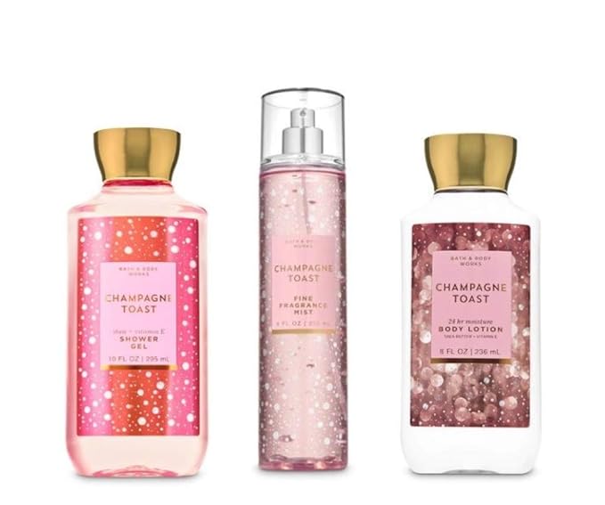 Bath+%26+Body+Works Sets & Kits – Bath & Body Works - Champagne Toast - Daily Trio - Shower Gel, Fine Fragrance Mist & Super Smooth Body Lotion (Packaging Varies)