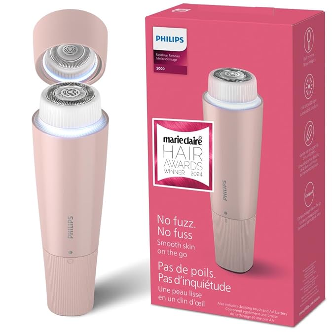 BeautyandNorelco Personal Groomers – Philips Facial Hair Remover 5000 Series, Personal Groomer for Women, Cordless and Compact, with Hypoallergenic Head, Gentle and Quick Facial Hair Removal, Easy Touch-Ups, Model BRR454/00