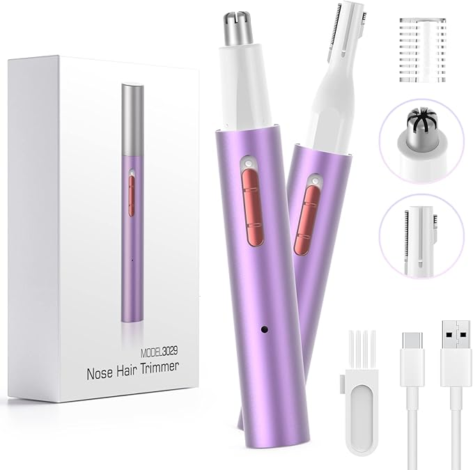 AHHFEIBUYNOW Nose & Ear Hair Trimmers – AHHFEI Rechargeable 5 in 1 Ear and Nose Hair Trimmer for Women, 2025 Professional Painless Eyebrow & Facial Hair Trimmer with Powerful Motor and Dual-Edge Blades Easy Cleansing