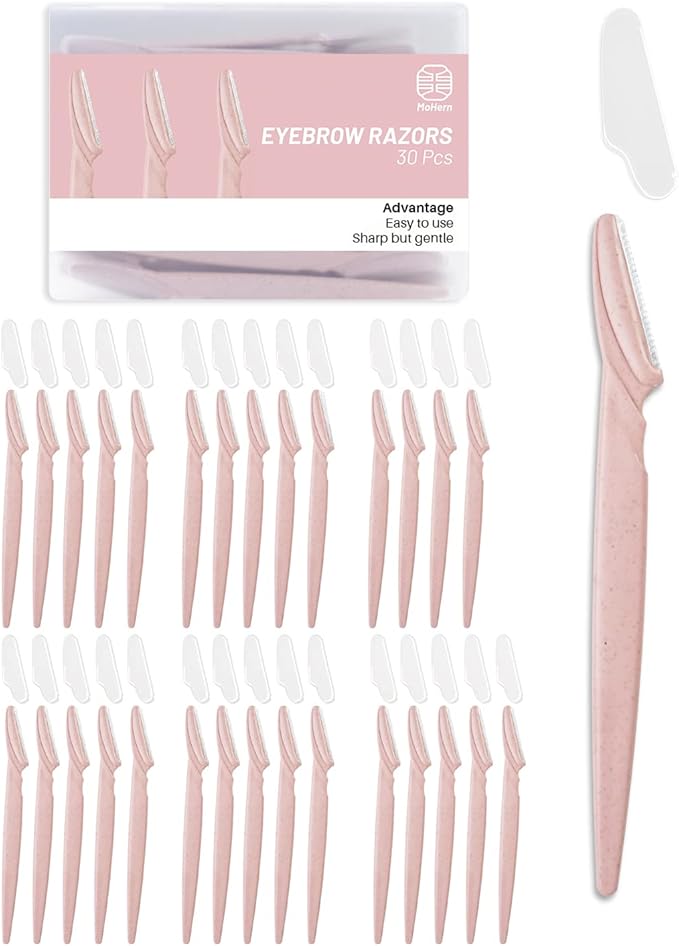 MoHern Disposable Razors – MoHern Dermaplaning Tool for Face, 30 Pcs Dermaplane Razor for Face, Multipurpose Face Razors for Women and Men, Pink