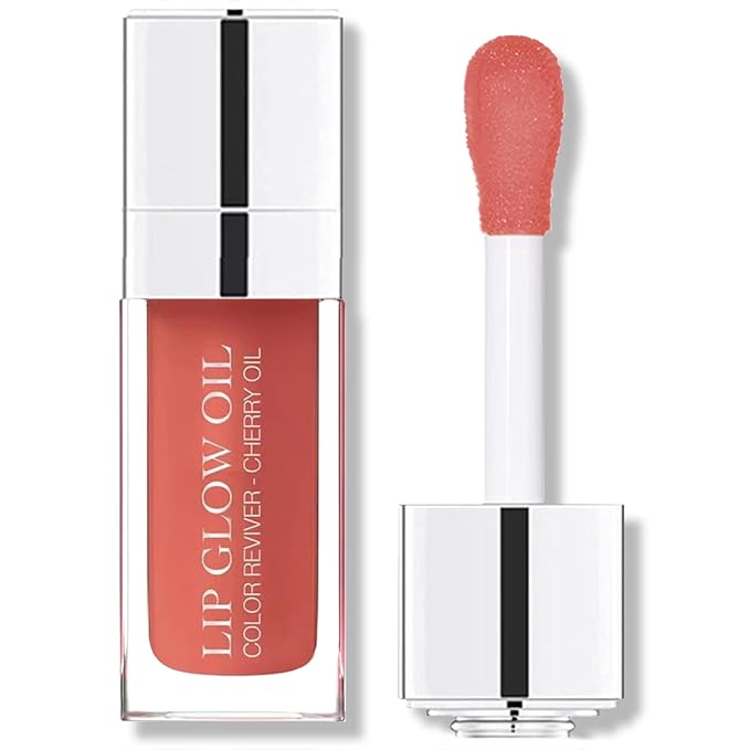 Plumping Lip Oil,Hydrating Lip Gloss Tinted Lip Balm Lip Care Transparent Toot Lip Oil,Big Brush Head Glass Lip Glow Oil Fresh Texture & Non-sticky,Nourishing Repairing Shine Primer Lip Tint(ROSEWOOD)