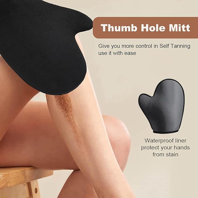 Self Tanning Mitt Applicator - EVYTTA 3 Set Self Tanner Mitt Applicator with Tanning Glove for Self Tan, Back Applicator, Mini Tanning Mitts Self Tanner Mit, Self Tan Mitt Applicator, Self Tan Mit