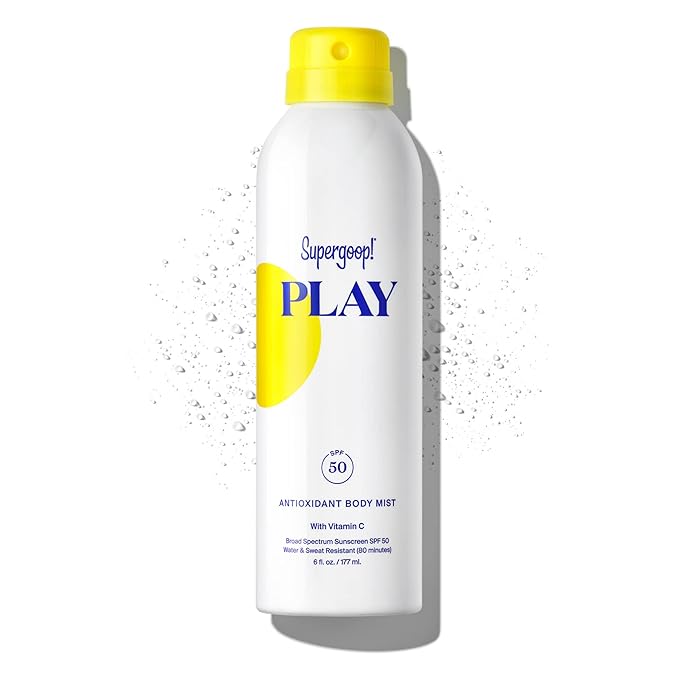 Supergoop Body Sunscreens – Supergoop! PLAY Antioxidant Body Mist w/ Vitamin C, 6 fl oz - SPF 50 PA++++ Broad Spectrum Sunscreen - Body Spray for Sensitive Skin - Clean Ingredients - Great for Active Days