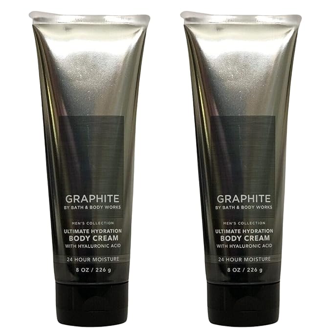 LushLather Creams – Bath and Body Works Men's Collection Ultimate Hydration Ultra Shea Body Cream 8 Oz 2 Pack (Graphite)