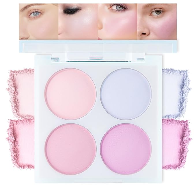glowtalebaeuty Blush – Face Blushes Quads, Matte Blush Makeup Palette, Light Pink Lavender Dark Pink and Mauve Cream Blushes Palette, Makeup for Older Women, Natural Pigmented Paleta de rubor 4 colores