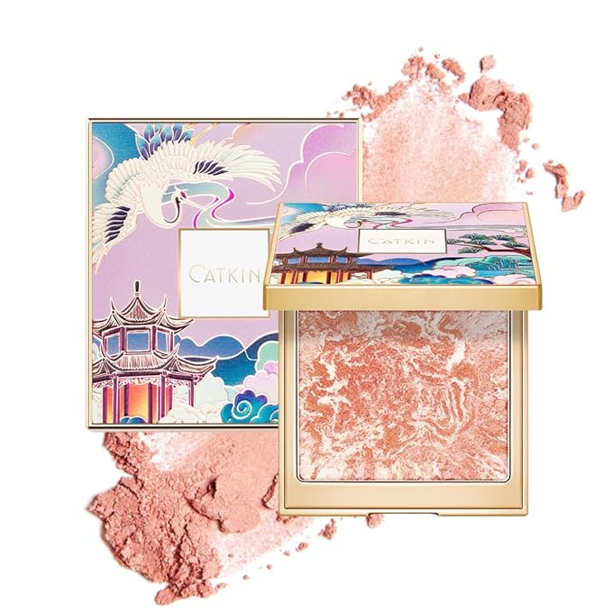 CATKIN Blush – CATKIN Cheek Blush Bake Shimmer Pink Peach Multi Blusher Natural Powder Palette 10g (C04 Shimmer)