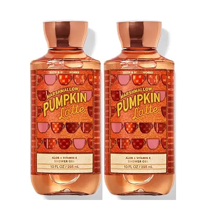 Bath+%26+Body+Works Body Washes – Bath & Body Works Marshmallow Pumpkin Latte Shower Gel Gift Sets 10 Oz 2 Pack (Marshmallow Latte) 20 ounces