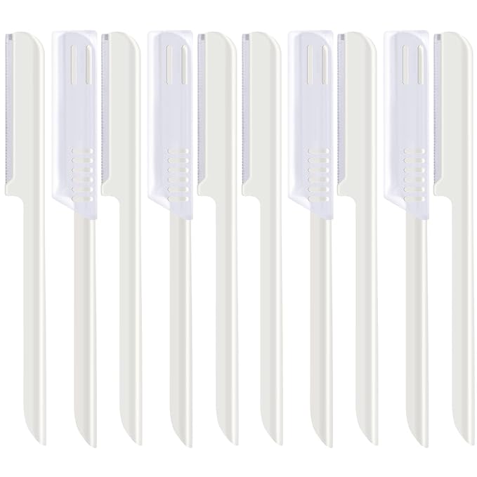 Mudder Disposable Razors – 10 Pieces Women's Facial Razor Eyebrow Shaver Razor Brow Shaper Eyebrow Trimmer Dermaplaner Shaping Tool with Cover (White)