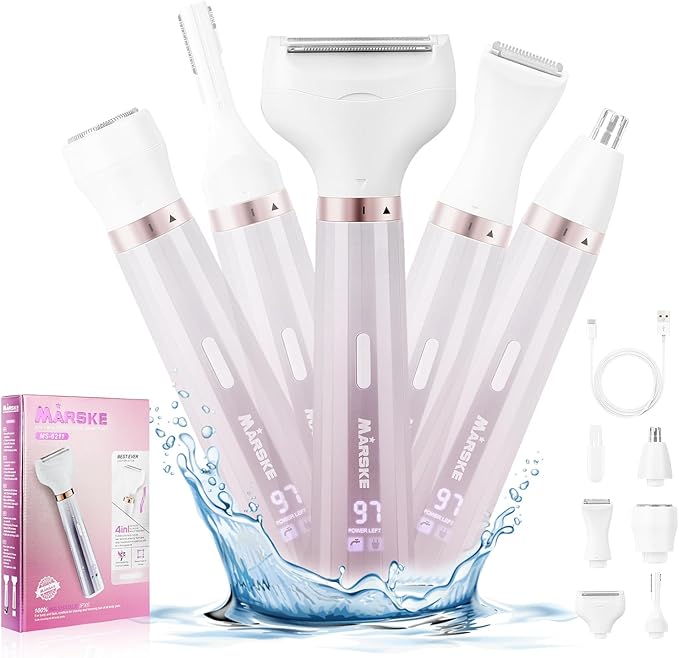 HaetFire Bikini Trimmers – Electric Razors Shavers for Women, Bikini Trimmer 5 in 1 Lady Electric Shaver Razor Wet/Dry Face Razors for Face Nose Eyebrow Arms Armpit Legs Pubic Hair Area Painless Facial Hair Removal for Women