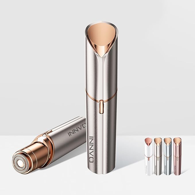 INNVO Foil Shavers – Facial Hair Remover for Women Ladies Upper Lip Hair Removal Electric Face Shaver with Rechargeable Battery Brush(Champagne Gold)