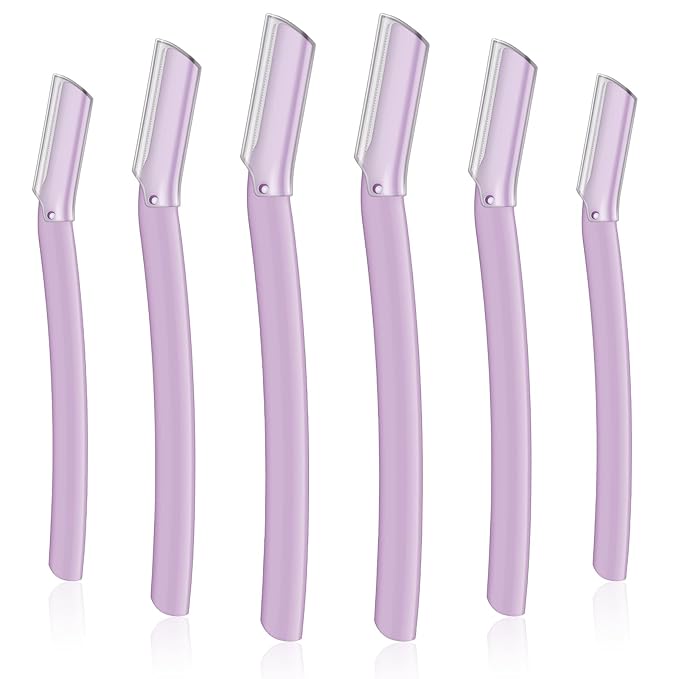 Lasnten Disposable Razors – Lasnten 6Pcs Dermaplane Razor Eyebrow Facial Razor for Women Men Single Blade Multipurpose Eyebrow Trimmer Skin Hair Removal Shaver Face Razor Dermaplaning Exfoliating Tool Include Blade Cover(Purple)