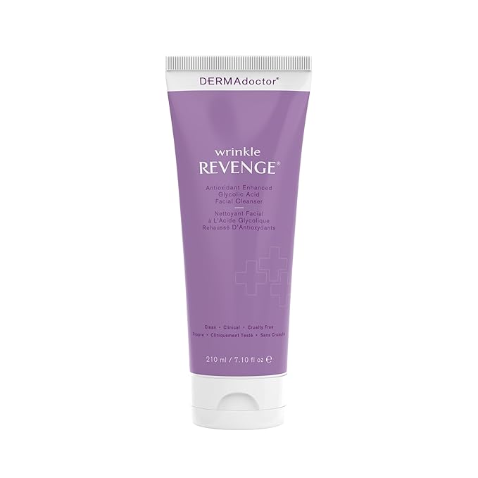 DERMAdoctor Antioxidant Enhanced Glycolic Acid Facial Cleanser, Dermatologist Formulated Gentle Cream Exfoliating Fragrance Free Face Wash for Men and Women - 7.10 oz