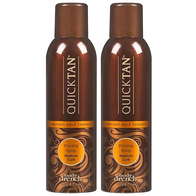 BodyDrench Body Self-Tanners – Body Drench QuickTan Instant Self Tanner Bronzing Spray, Salon-Quality Medium Dark Tan, Streak-Free, All Natural Self Tan, Tinted Formula, 6 oz (2-Pack)