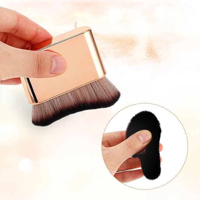 2Pcs Self Tan Brush Soft Body Makeup Brush Portable Self Tanning Brush Self Tanner Face Brush For Body & Leg Makeup(Rose Gold + Pink Rose Gold)