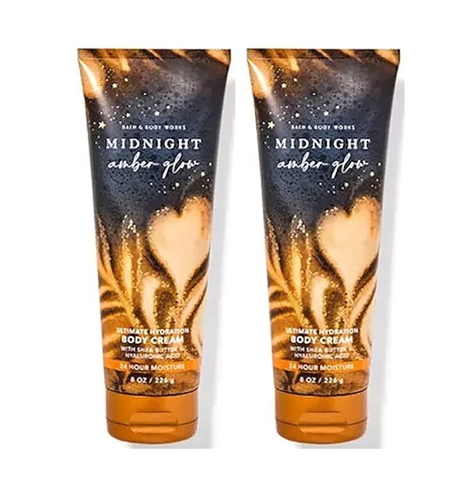LushLather Creams – Bath & Body Works Midnight Amber Glow Ultimate Hydration Body Cream For Women 8 Fl Oz 2- Pack (Midnight Amber Glow), 8
