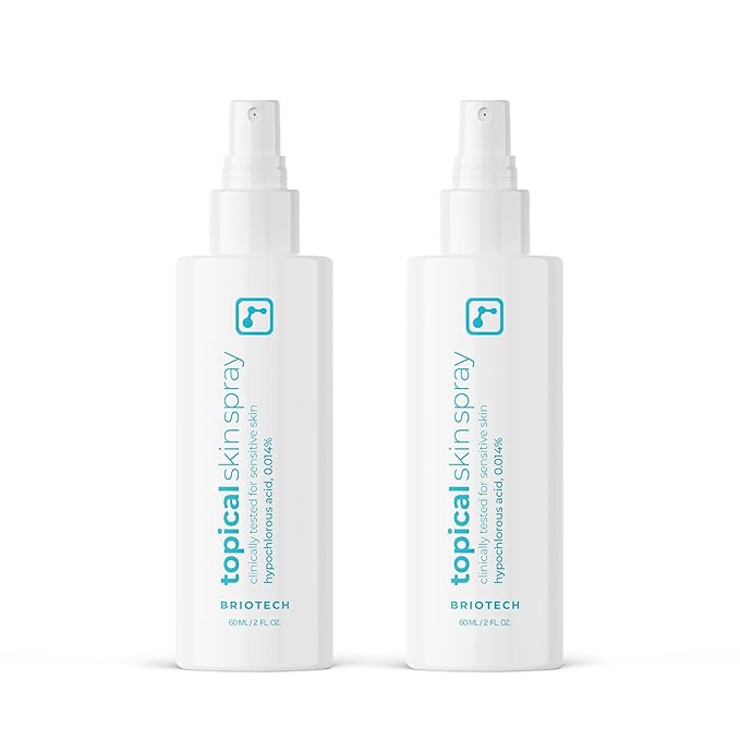 BRIOTECHUSA Toners & Astringents – BRIOTECH Topical Skin Spray, Hypochlorous Acid Spray for Sensitive Skin, HOCl Facial Mist, Full Body Support Against Irritation, Calm Redness, Soothe Foot & Scalp, Travel Size 2 oz (2 Pack)