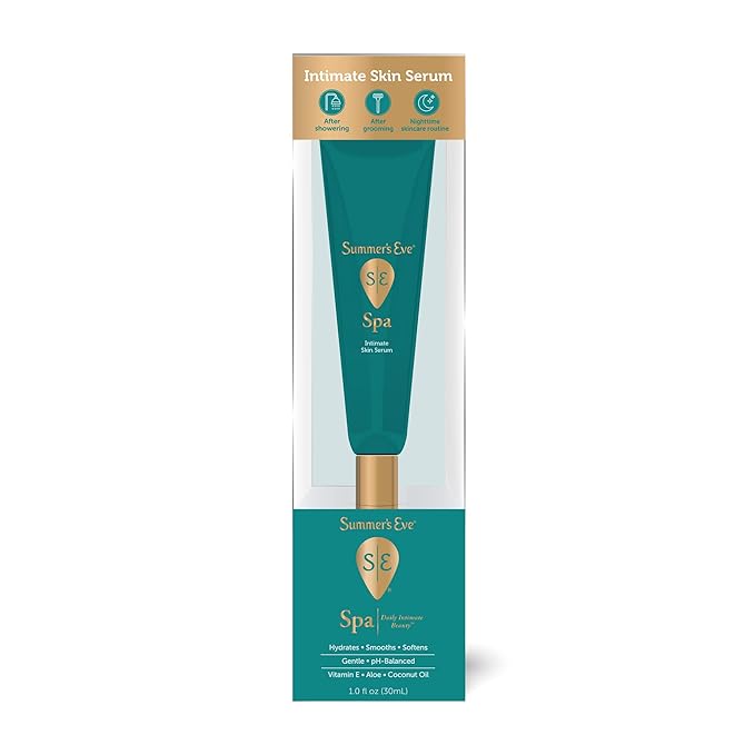 Summer's Eve Spa Daily Intimate Beauty, Luxurious Skin Serum, Post Shave Fragrance Free Women’s Hydrating Serum, 1oz Tube