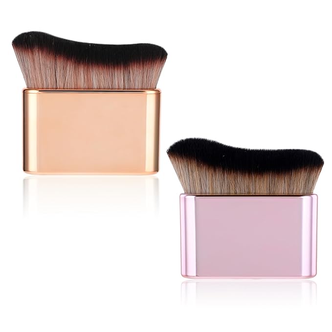 2Pcs Self Tan Brush Soft Body Makeup Brush Portable Self Tanning Brush Self Tanner Face Brush For Body & Leg Makeup(Rose Gold + Pink Rose Gold)