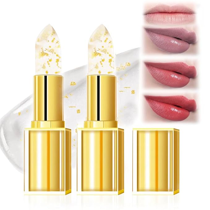 glowtalebaeuty Lipstick – Transferproof Color Changing Lipstick, Gold Crystal Ph Lipstick Color Changing Lipsticks for Women Girls, Temperature Change Moisturizer,Long Lasting 24 Hours Moisturizing Glossy Shine Lip Gloss(2Pcs)