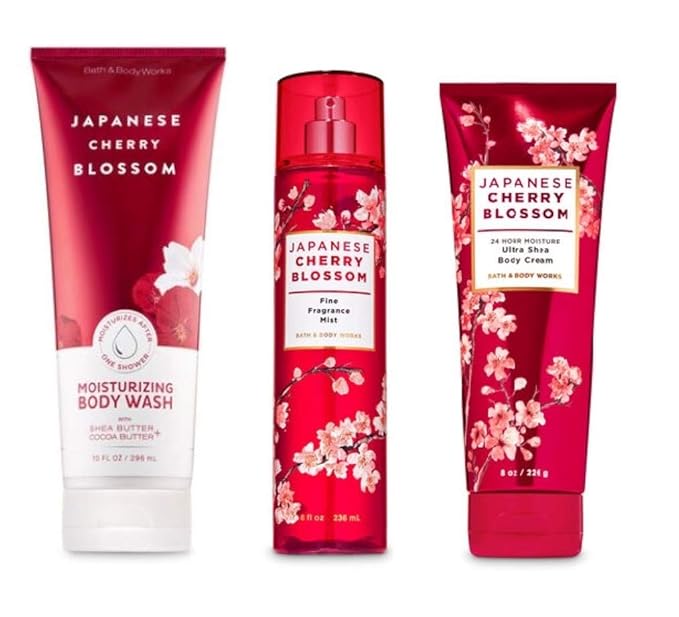 Bath+%26+Body+Works Sets & Kits – Bath and Body Works - Japanese Cherry Blossom - Moisturizing Body Wash, Fine Fragrance Mist and Ultra Shea Body Cream - 3 pc - Gift Set (2020))