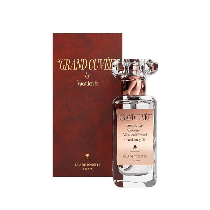 Vacation Eau de Toilette – VACATION “GRAND CUVÉE” Eau de Toilette Sunscreen, Amber Vanilla Perfume for Women & Men, Unisex Summer Scent with Argan, Peach, Cedarwood & Vanilla Bean, 1 Fl