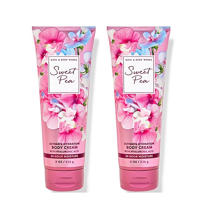 LushLather Creams – Bath and Body Works Sweet Pea 2 Pack Ultra Shea Body Cream 8 Oz