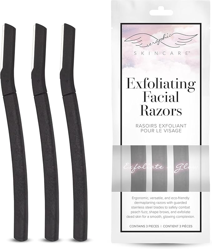 SeraphicSkincare Disposable Razors – Seraphic Skincare Exfoliating Facial Razors Blades (3pc) – For Eyebrows, Peach Fuzz & Exfoliation – Dermaplane Face Razor for Women Face – Wheat Straw Handle & Swedish Stainless Steel Blades