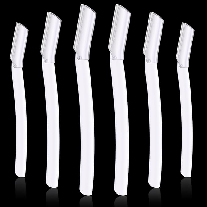 Lasnten Disposable Razors – Lasnten 6Pcs Dermaplane Razor Eyebrow Facial Razor for Women Men Single Blade Multipurpose Eyebrow Trimmer Skin Hair Removal Shaver Face Razor Dermaplaning Exfoliating Tool Include Blade Cover(White)