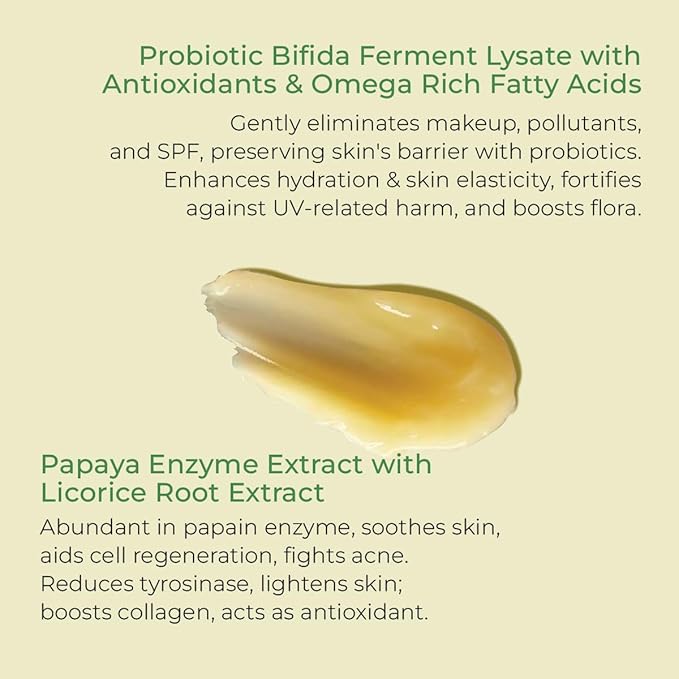 Pure Cimple Probiotic Face Cleanser - Gentle Makeup Remover with Papaya Enzyme for Dry, Sensitive Skin