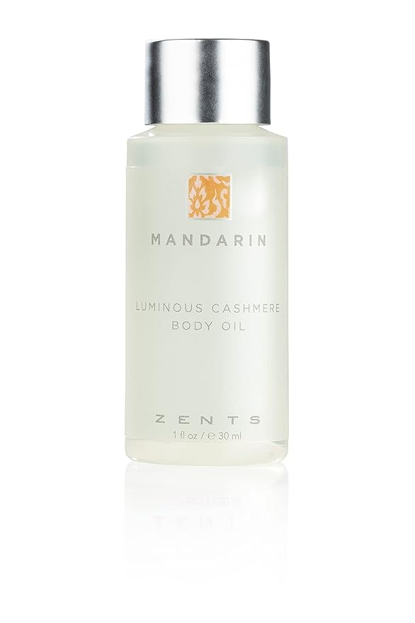 Zents Oils – Zents Luminous Cashmere Body Oil (Travel Size - Mandarin Fragrance) | Moisturizing Body Oil with Vitamin E & Organic Coconut Oil | Softens & Smooths Skin | 1 fl oz | TSA Approved