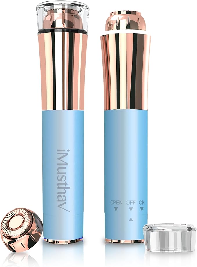 HairRemovalDevices Epilators – Mini Portable Facial Hair, Lips and Chin Remover Trimmer for Women, Facial Painless Epilator Pen, 18K gold-plated 13mm hypoallergenic rotary head