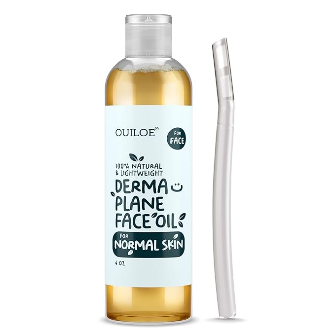 Ouiloe Face Oil – Dermaplane Oil for Women with Normal Skin - Lightweight Face Shaving Oil, Natural Facial Shave Oil, Use with a Dermaplaning Tool, Razor, Shaver or Microblade for Close Shave 4oz by Ouiloe