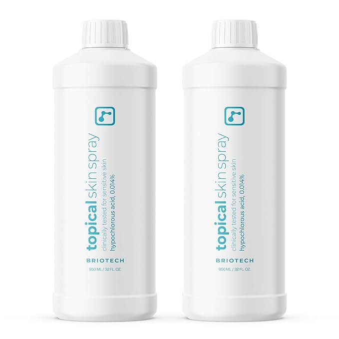 BRIOTECHUSA Face Mists – BRIOTECH Topical Skin Spray, Hypochlorous Acid Spray for Body & Face, Eyelid Cleanser, HOCl Facial Mist, Support Against Irritation, Calm Redness, Soothe Foot & Scalp, 32oz (2 Pack)