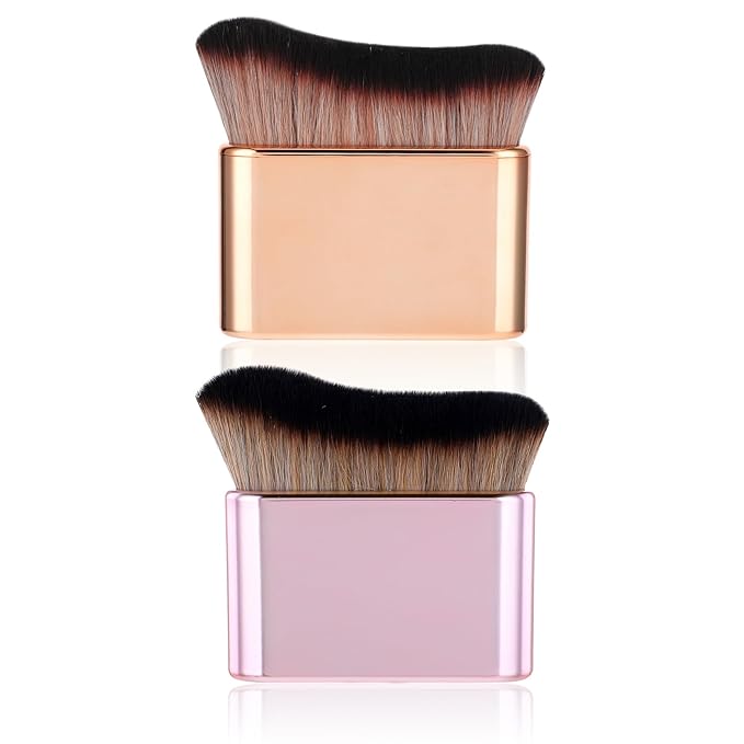2Pcs Self Tan Brush Soft Body Makeup Brush Portable Self Tanning Brush Self Tanner Face Brush For Body & Leg Makeup(Rose Gold + Pink Rose Gold)