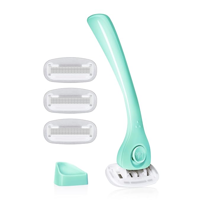 TheAward-WinningRazor Cartridge Razors – Billie Razors for Women Shave Kit – Razor + 4 x 5-Blade Razor Refills + Magnetic Holder – Minty