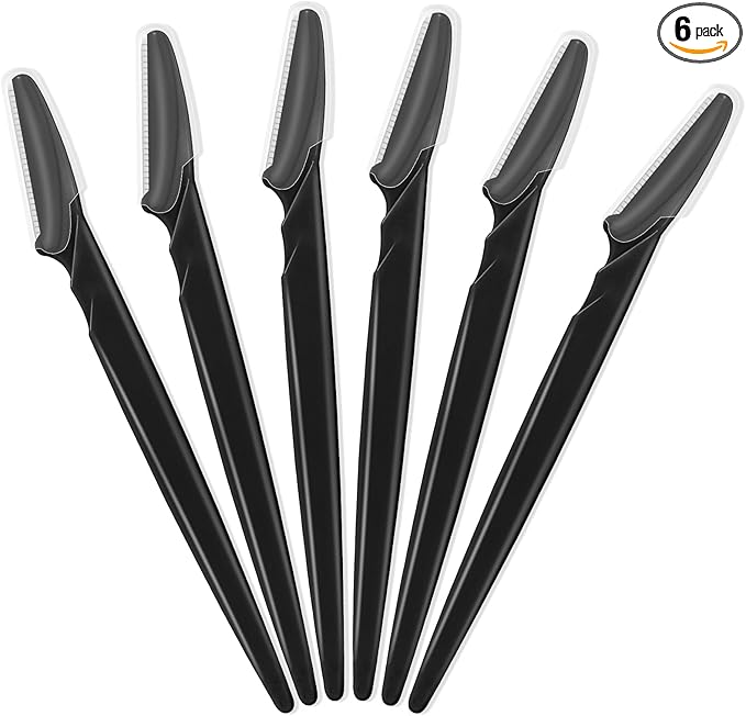 glowtalebaeuty Razors & Blades – 6 Pcs Black Eyebrow Razor, Face Razors Multipurpose, Facial Razors for Women Men, Eyebrow Trimmers Shaver with Protective Cover, Dermaplaning Tools for Face Body Use, Facial Hair Removal Tools