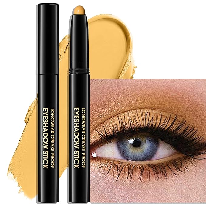 Wugbc Eyeshadow – Eyeshadow Stick Matte Eye Shadow Pencil Cream to Powder Eye Brightener Crayon Long-Lasting Crease-Proof Neutral Eyeshadow Buildable Blendable High Pigmented Eye Liner Makeup for Women, 7 YELLOW