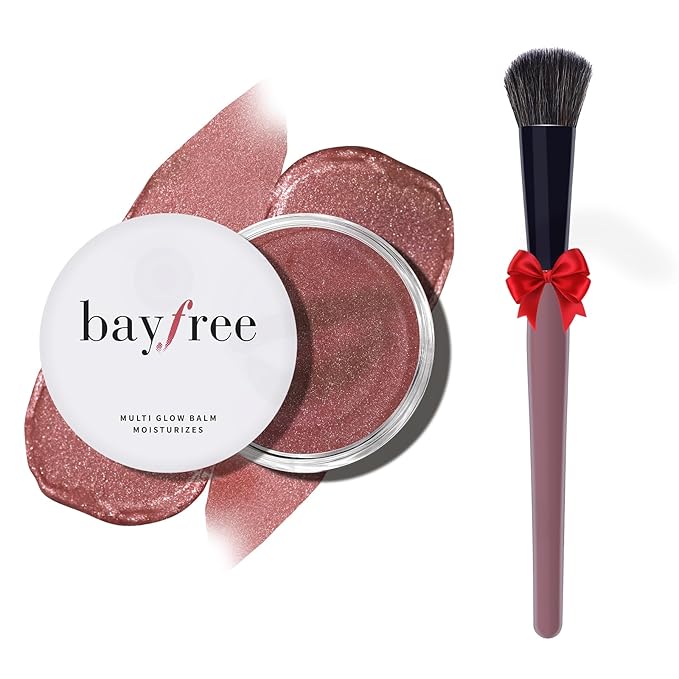 bayfree Blush – Multi Cream Blush & Blush Brush Set, Korean Makeup Blush for Cheeks, Multi-Use Face Balm, Lightweight & Hydrating, Blendable Color, Non-Greasy, Soft Bristles for Radiant Finish (Rose Crystal)