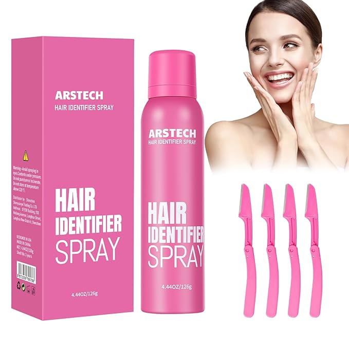 ARSTECH Shaving & Grooming Sets – Hair Identifier Spray for Face Shaving Dermaplaning Tool Skin Body Dermaplaning Spray for Women with 4 Face Razor for Face Shaver Hair Removal Kit Excess Hair Dermaplane Razor for Women Face
