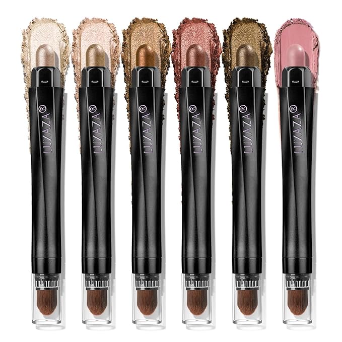LUXAZAPRO Eyeshadow – Neutral Eyeshadow Stick Makeup Set, Metallic Shimmer Matte Cream Eye Shadow Eyeliner Brightener Pencil Crayon - Classic 6PCS A003