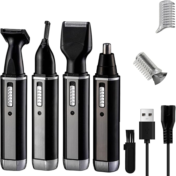 glowtalebaeuty Nose & Ear Hair Trimmers – Nose Hair Trimmer for Women and Men, 4-in-1 Facial Hair Removal Trimmer Professional Eyebrow & Facial Hair Trimmer, Rechargeable Portble Waterproof Face Shaver Razor for Nose Ear Eyebrow Set