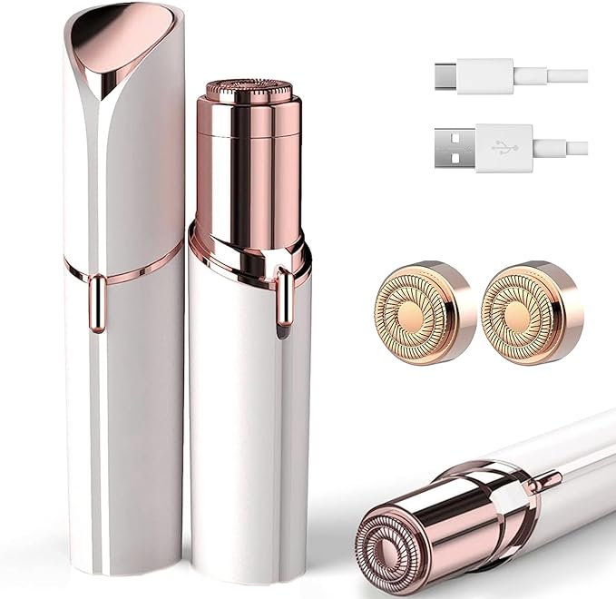 innobeaut Personal Groomers – Facial Hair Removal for Women, Ladies Face Shaver for Upper Lip Chin and Peach Fuzz with USB Rechargeable Included 2 pc Replacement Heads