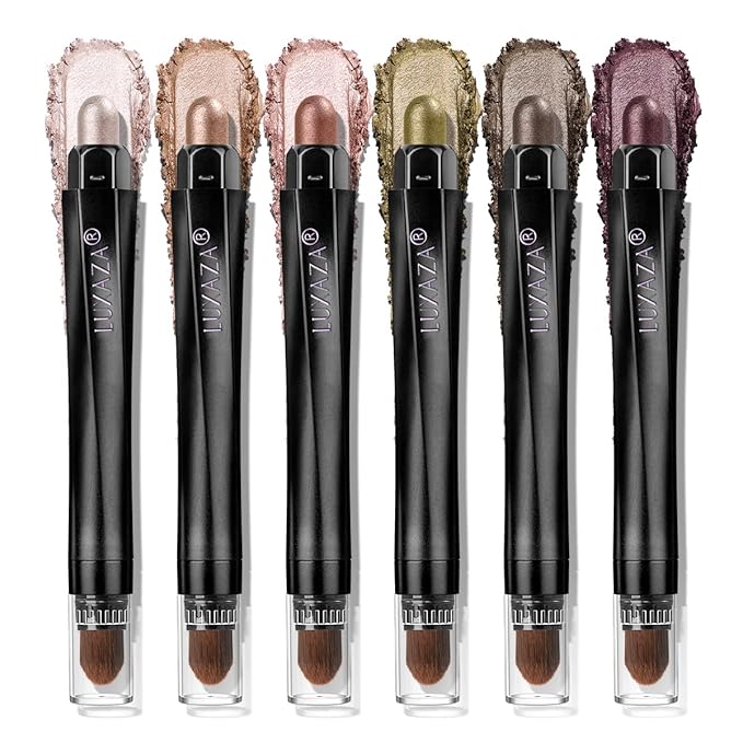 LUXAZAPRO Eyeshadow – Neutral Eyeshadow Stick Makeup Set, Metallic Shimmer Matte Cream Eye Shadow Eyeliner Brightener Pencil Crayon - Classic 6PCS A005