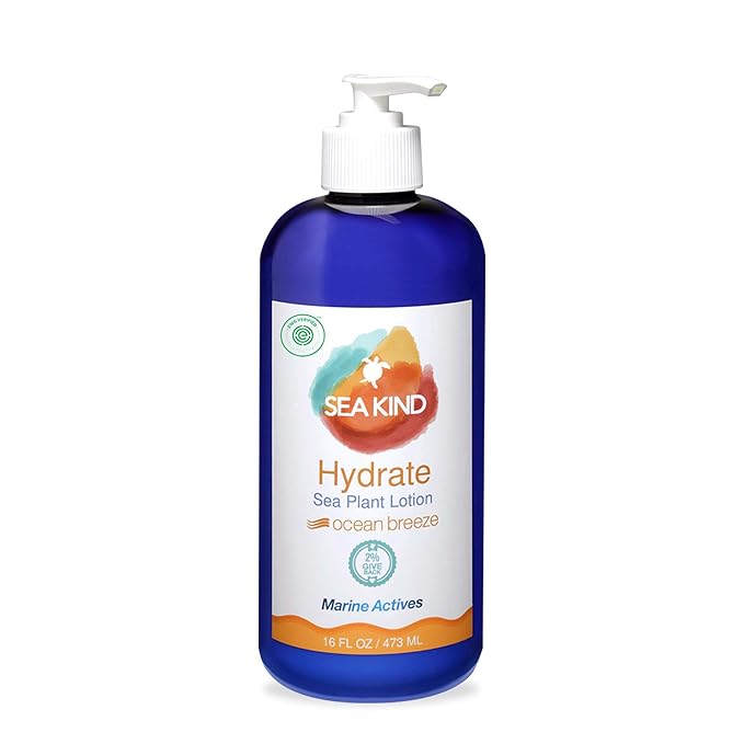 SeaKind Lotions – All Natural Hydrate Ocean Breeze Sea Plant Hand and Body Lotion for Women and Men, Essential Oil Scent, 16 Fl Oz, Non Comedogenic, Vegan Moisturizer for Dry and Sensitive Skin, No Parabens